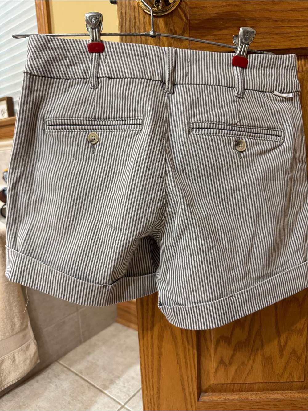 Dear John Black & White Pinstripe High-Waist Cuffed Shorts - Picture 3 of 3